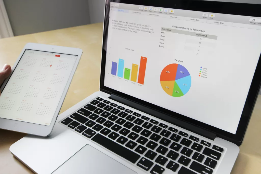 Data-driven Marketing image with a laptop and a tablet